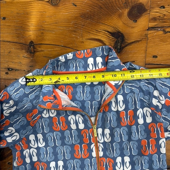 Crown & Ivy Blue Flip-Flop Print Quarter Zip Pullover Sweatshirt Size Large - Picture 5 of 12